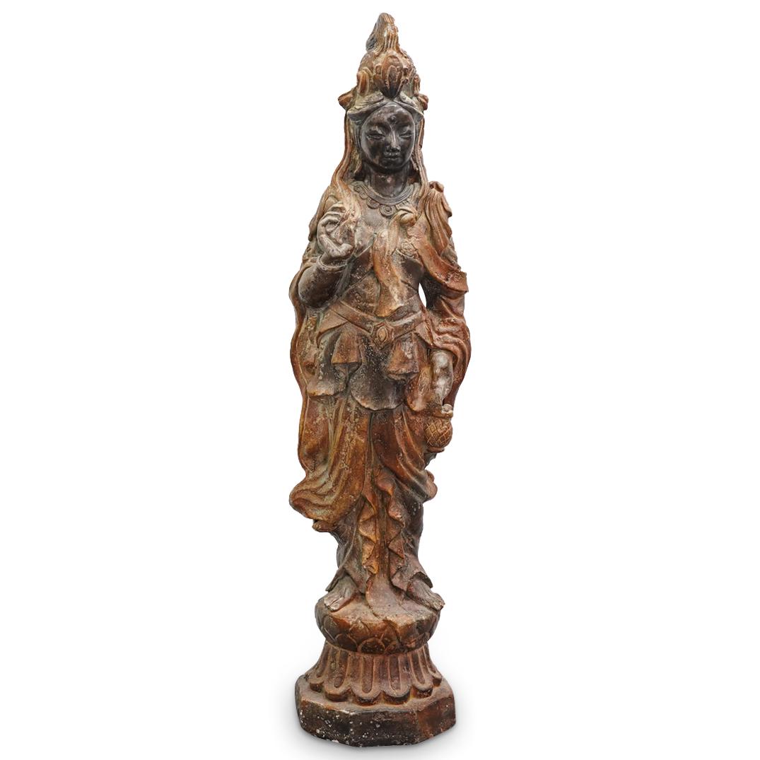 Ceramic Basket Holding Guan Yin Sculpture (1 of 4)
