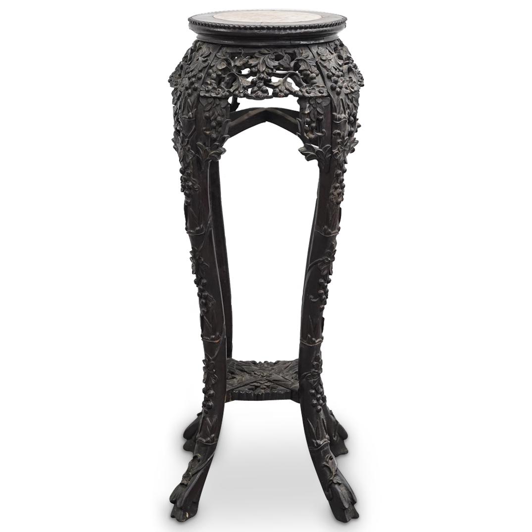 Chinese Tall Stone Top Inset and Wooden Legs (1 of 8)