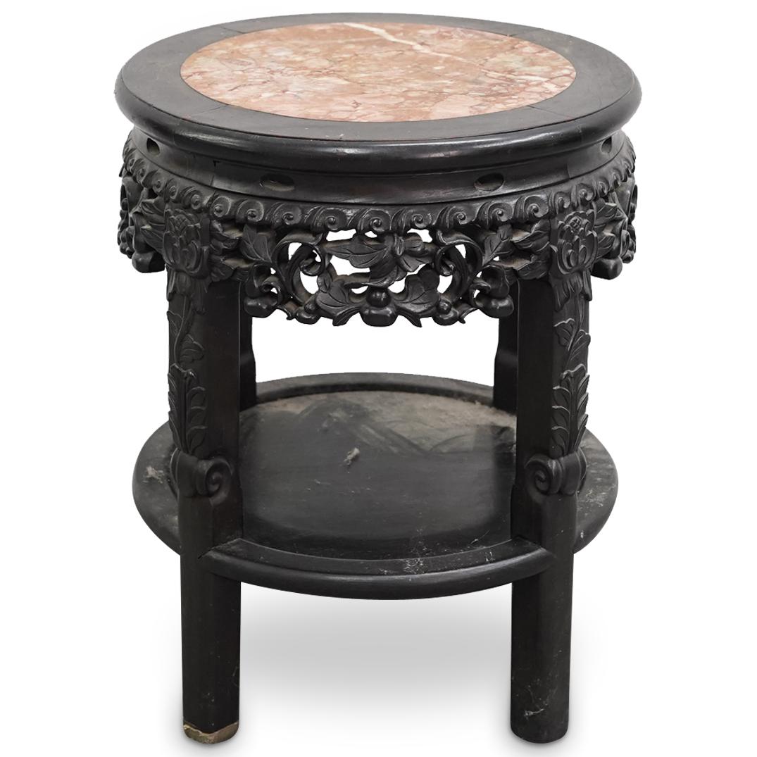 Chinese Stone Inset Wooden Table (1 of 6)