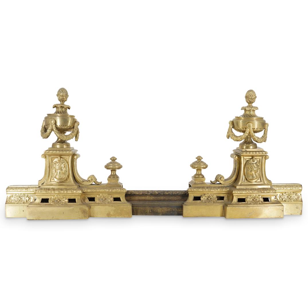 Antique French Brass Andiron Set (1 of 6)