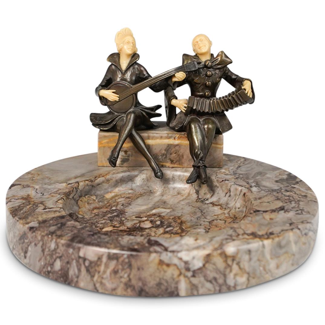 French Spelter & Marble Figural Ashtray (1 of 5)