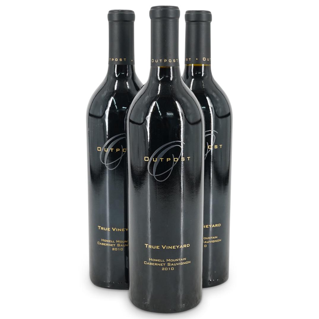 (3 Pc) 2010 Outpost True Vineyard Cabernet Sauvignon Wine Bottles: (3 Pc) Three 2010 Outpost True Vineyard Cabernet Sauvignon wine bottles. (750 ml. each). CIRCA: 2010. ORIGIN: USA. Have a similar item to sell? Contact: Info@Akibaantiques.com. CONDITION: Good conditi