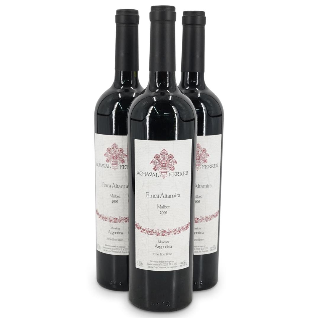(3 Pc) Argentinian 2000 Achaval Ferrer Finca Altamira Wine Bottles: DESCRIPTION: (3 Pc) Three Argentinian 2000 Achaval Ferrer Finca Altamira red wine bottles. (750 ml. each). CIRCA: 2000. ORIGIN: Argentina. Have a similar item to sell? Contact: Info@Akibaantiques.com.