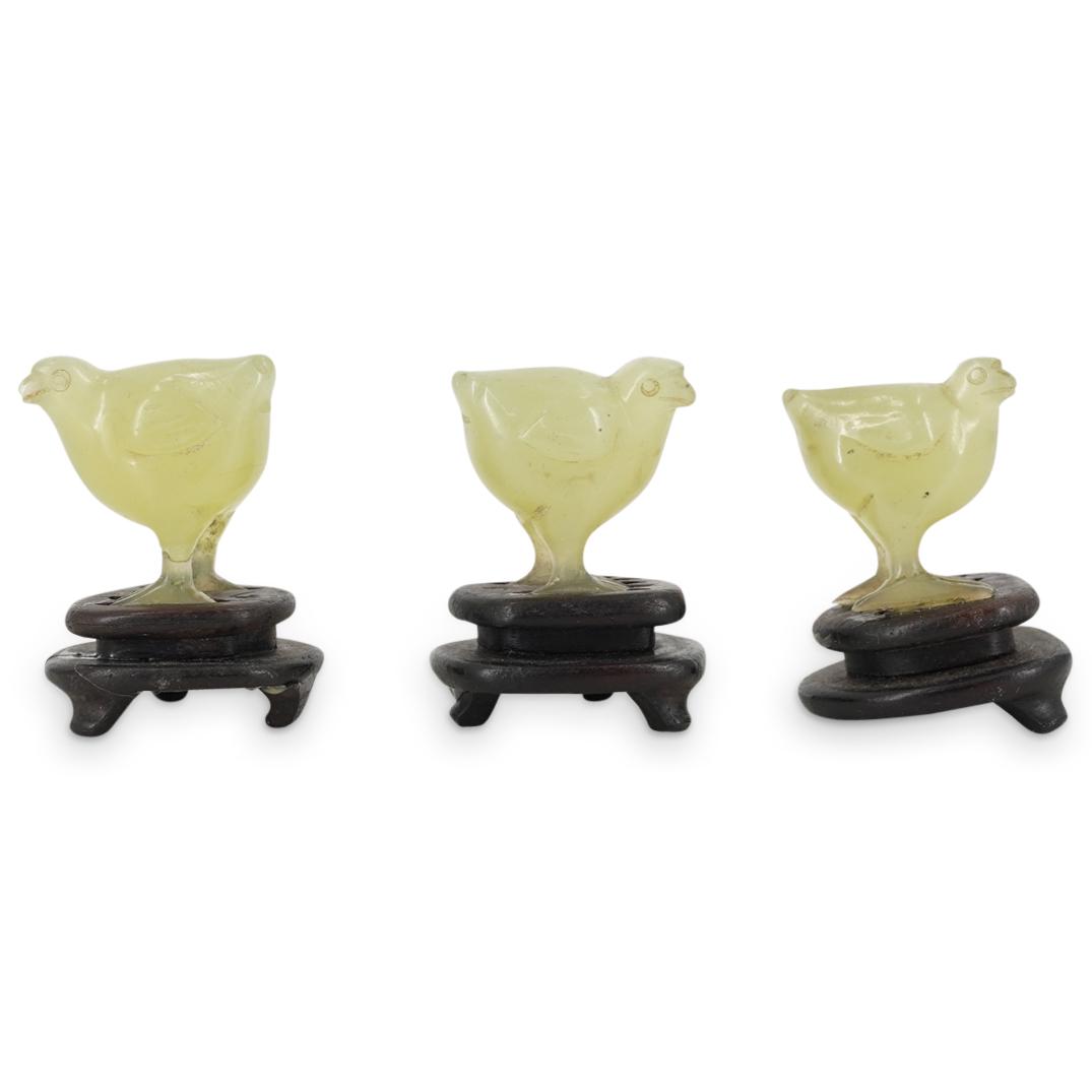 (3Pc) Chinese Carved Jade Bird Grouping (1 of 4)