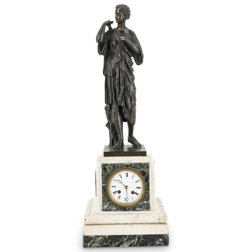 Antique Marble & Bronze Sculpture Mantel Clock (1 of 7)