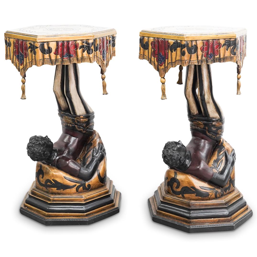 Pair of Antique Italian Venetian Blackamoor Pedestals (1 of 8)