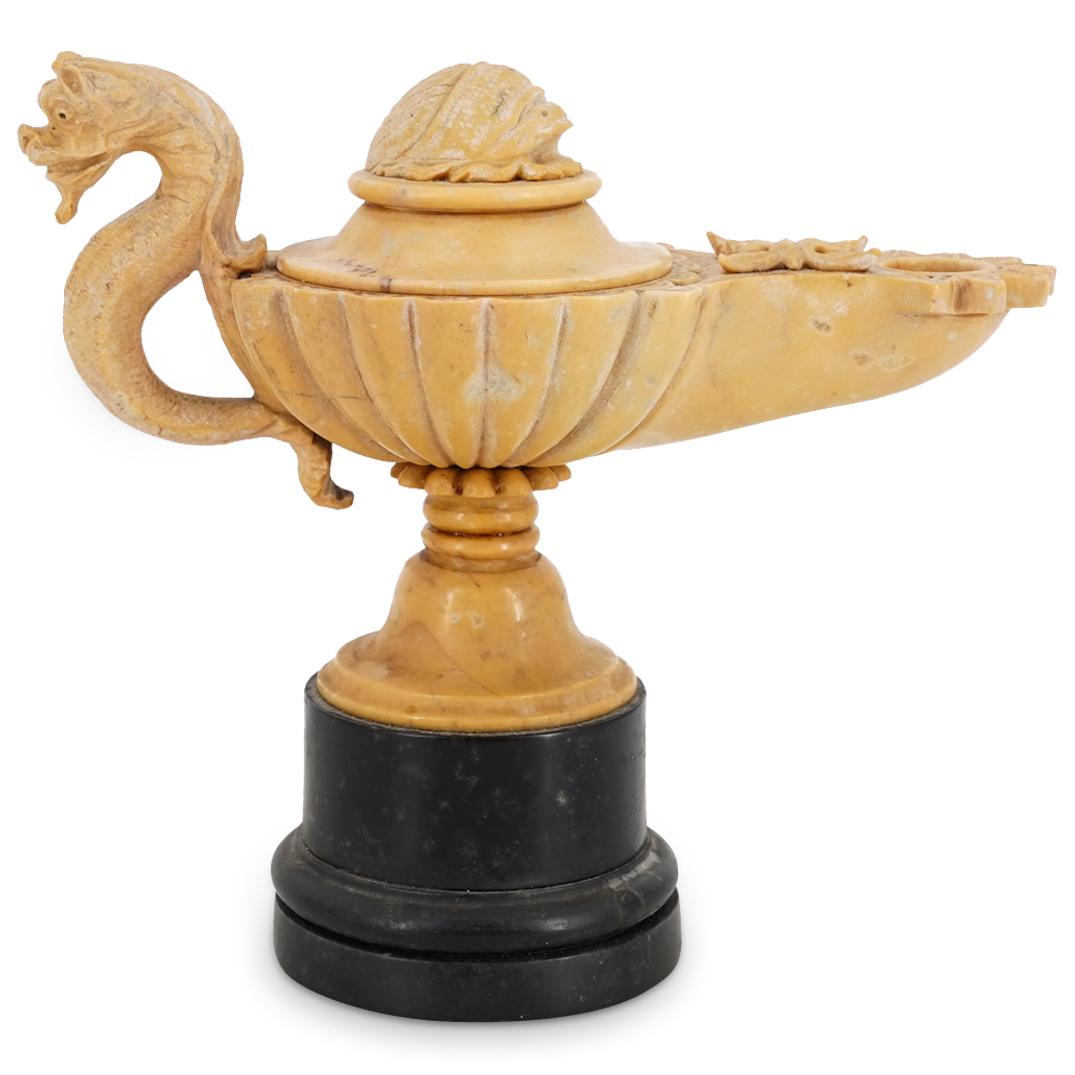 Italian Grand Tour Figural Sienna Marble Oil Lamp (1 of 7)