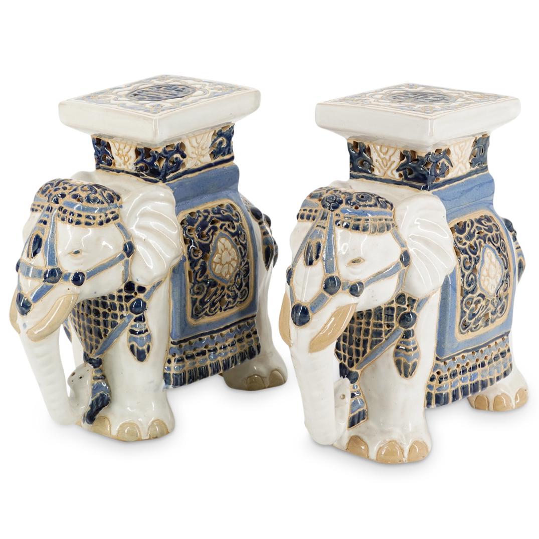 Pair Of Elephant Form Miniature Garden Stools (1 of 7)