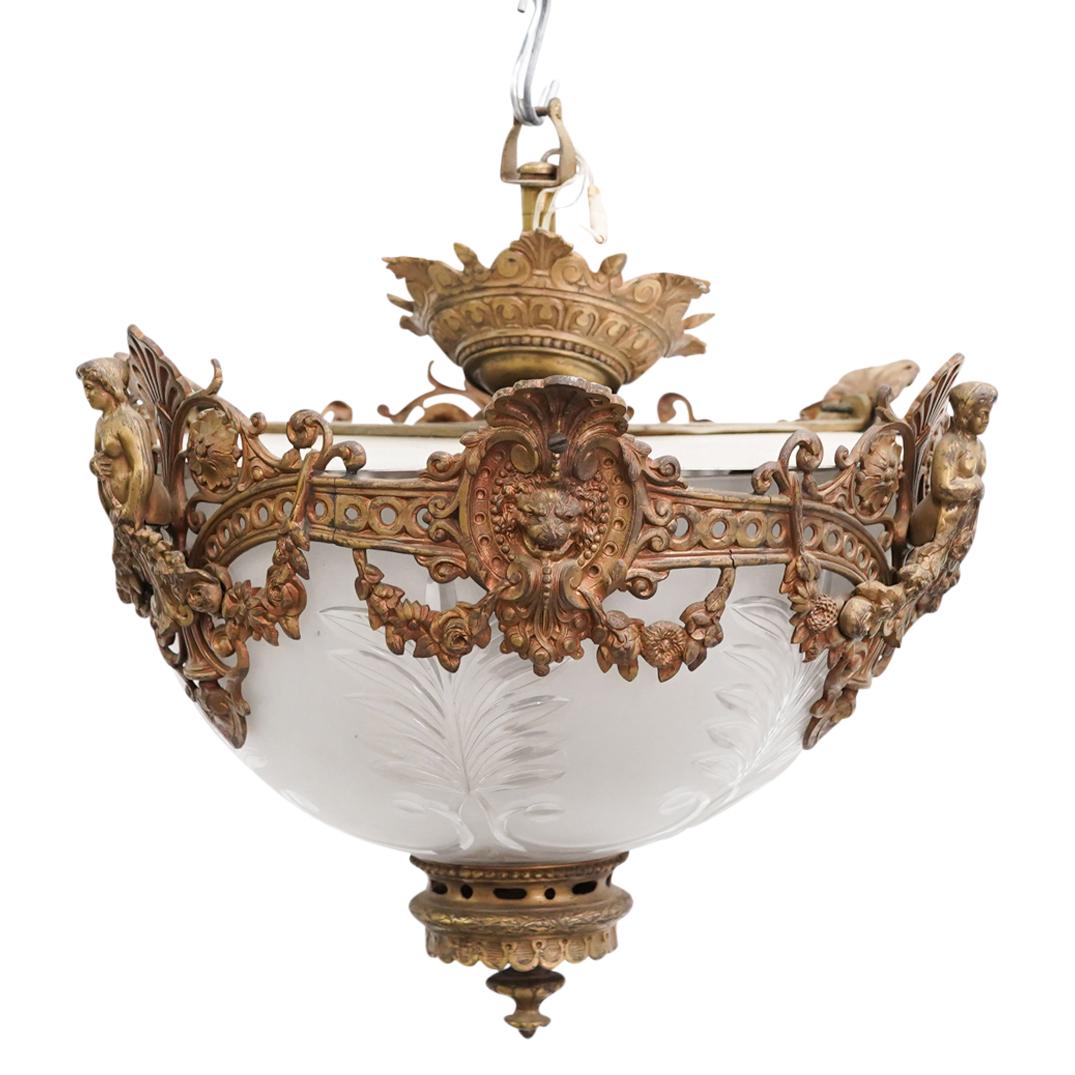 Antique French Semi-Flush Ceiling Lamp Fixture (1 of 5)