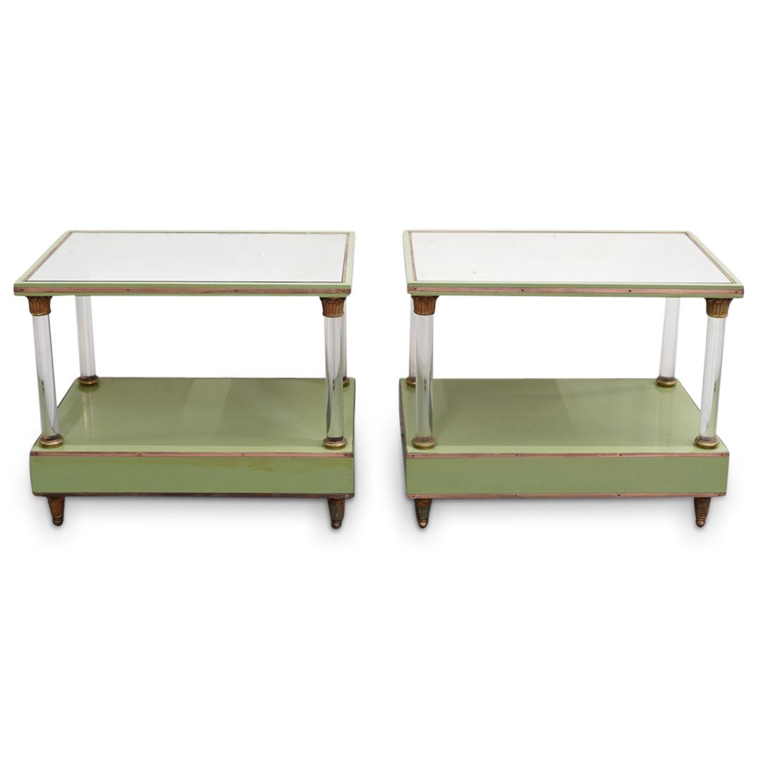 Pair of Mid Century Lucite Copper & Wood Side Tables (1 of 4)
