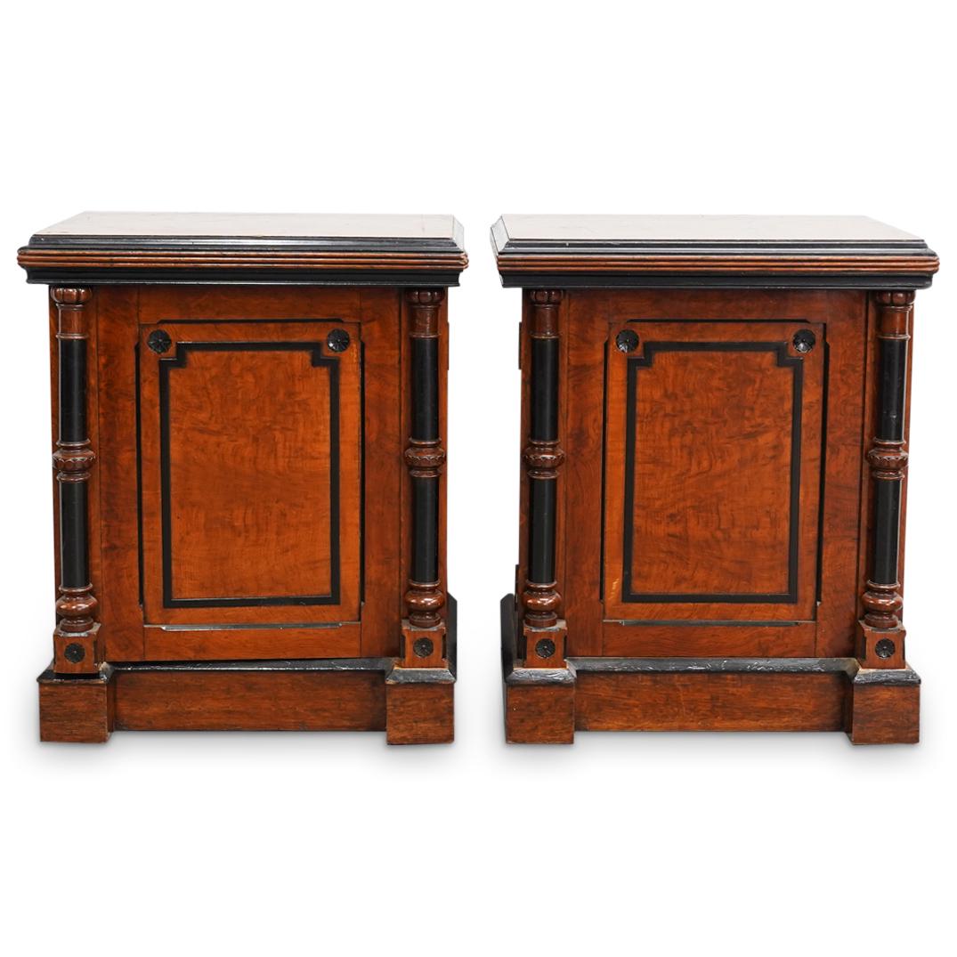 (2 Pc) Antique English Solid Wood Nightstands (1 of 7)