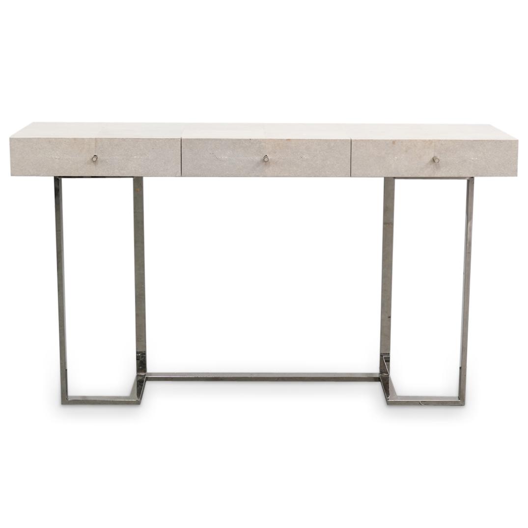 Ginger Brown Shagreen & Chrome Modern Console Table (1 of 12)