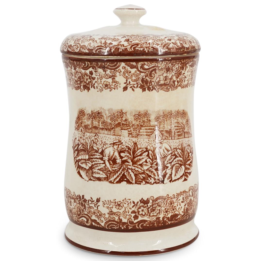 (3Pc) Ceramic Pickman Sevilla Havana Tobacco Humidor Jars