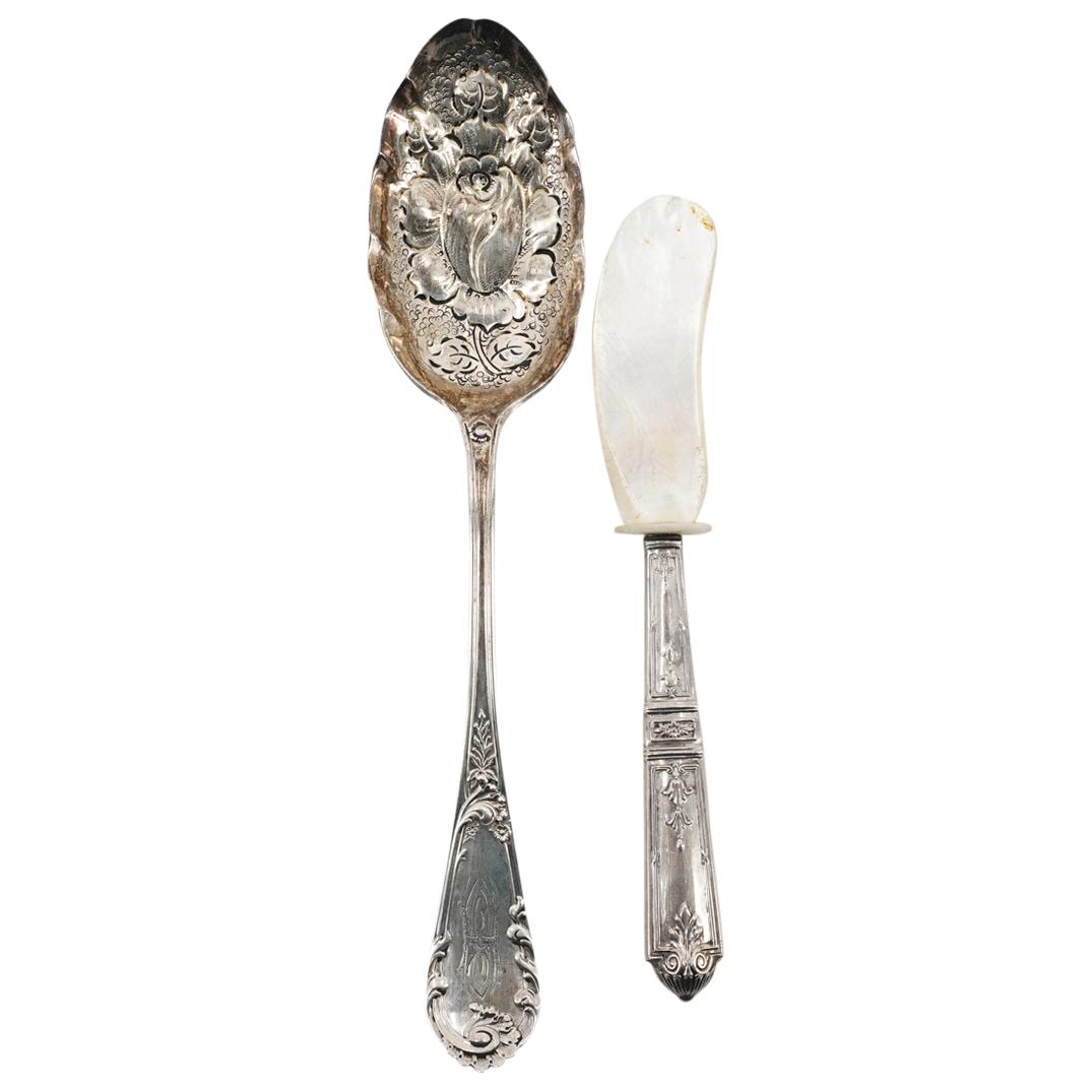 (2Pc) Sterling Silver Spoon & Butter Spreader (1 of 9)
