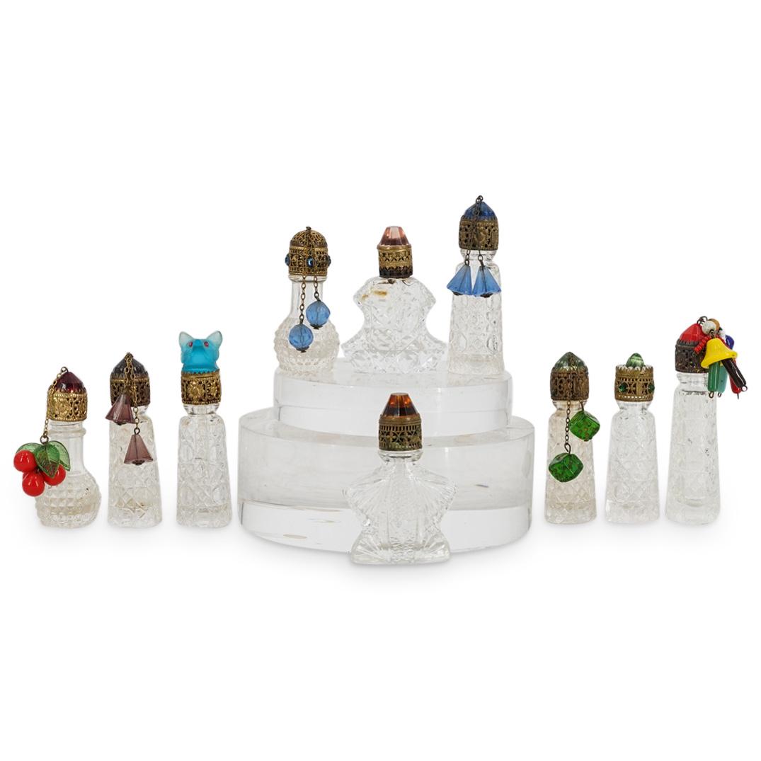 (10 Pc) Czech Irice Miniature Glass Perfume Bottles Set (1 of 5)