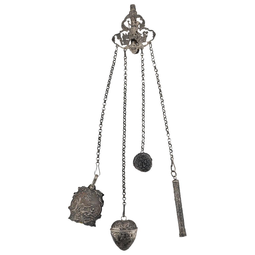 19th Cent. European Antique Sterling Silver Chatelaine (1 of 11)