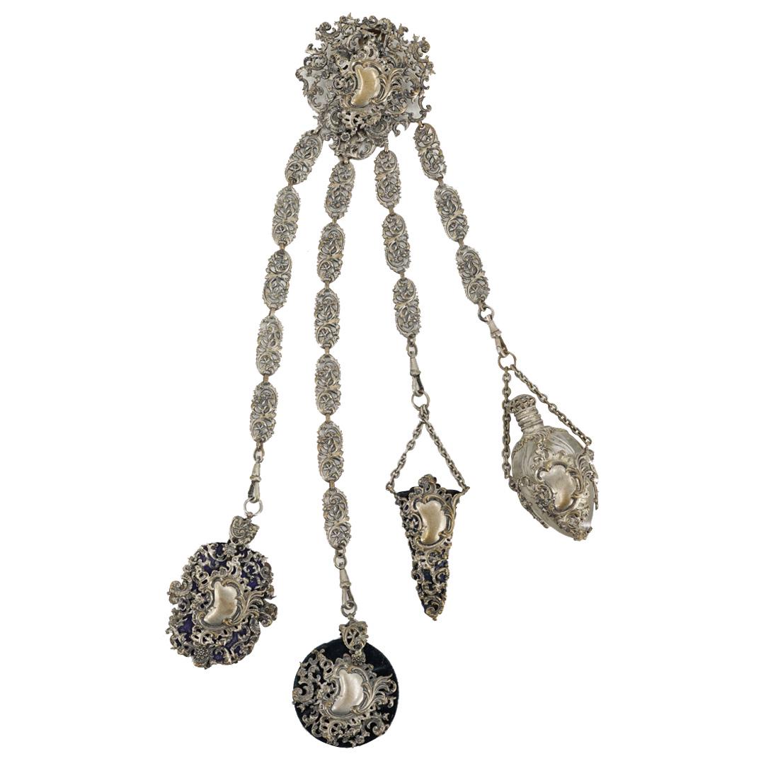 Antique Silver Plated Large Ornate Filigree Chatelaine (1 of 9)