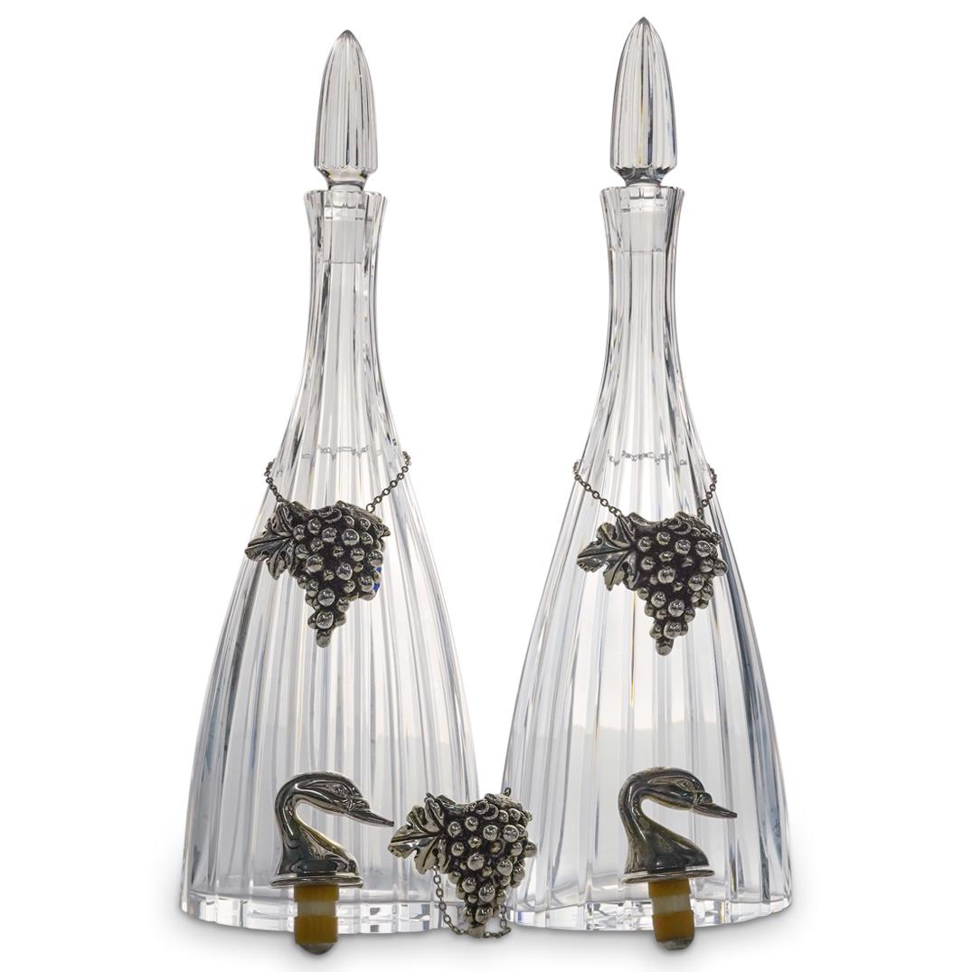 (7 Pc) Atlantis Crystal Decanters W/ Stoppers And Toppers (1 of 7)
