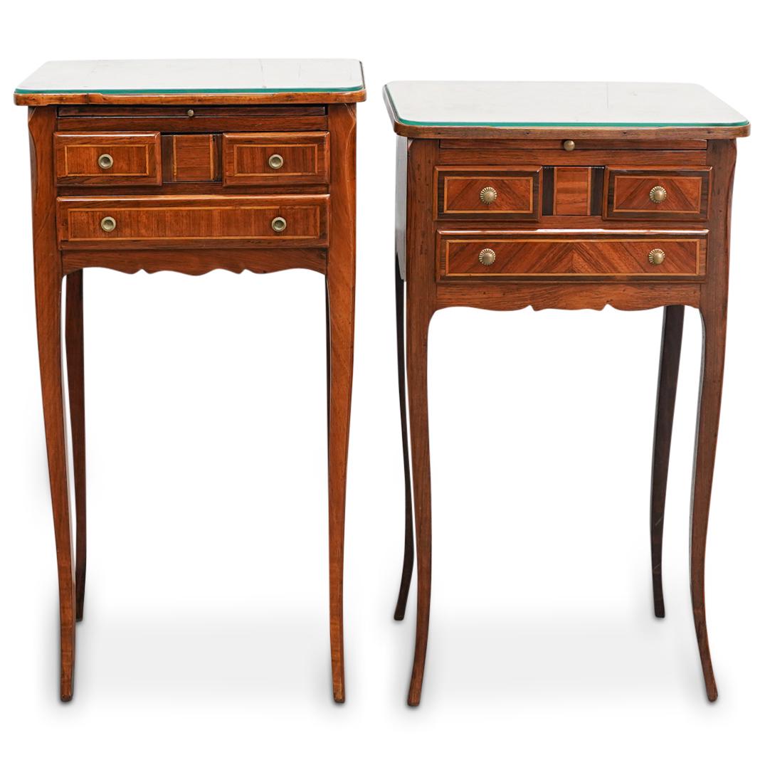 Pair of French Antique Marquetry Writing Tables (1 of 7)