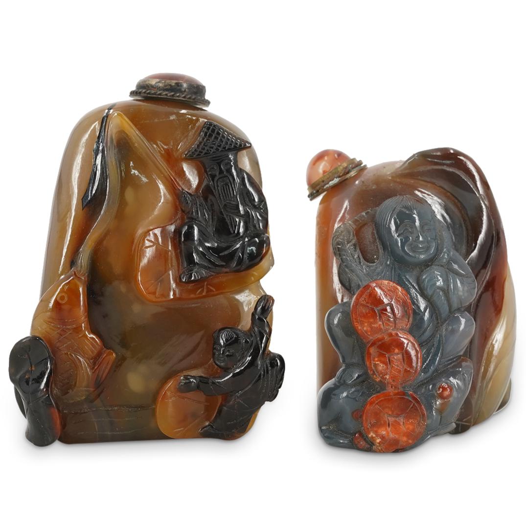 (2Pc) Antique Chinese Agate Snuff Bottles (1 of 6)