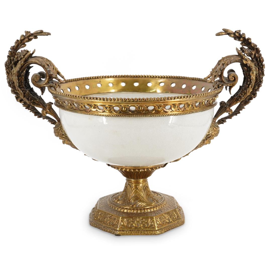 Figural Bronze & Ceramic Centerpiece (1 of 6)