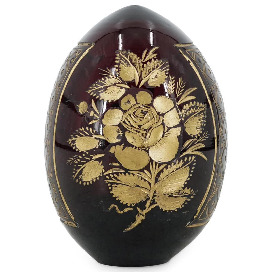 Faberge Style Cut Crystal Cranberry Egg (1 of 4)
