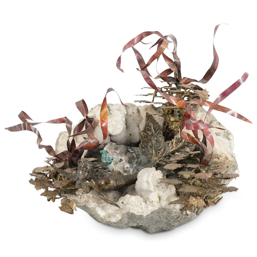 Quartz Crystal Geode & Bronze Ocean Grotto Sculpture (1 of 7)