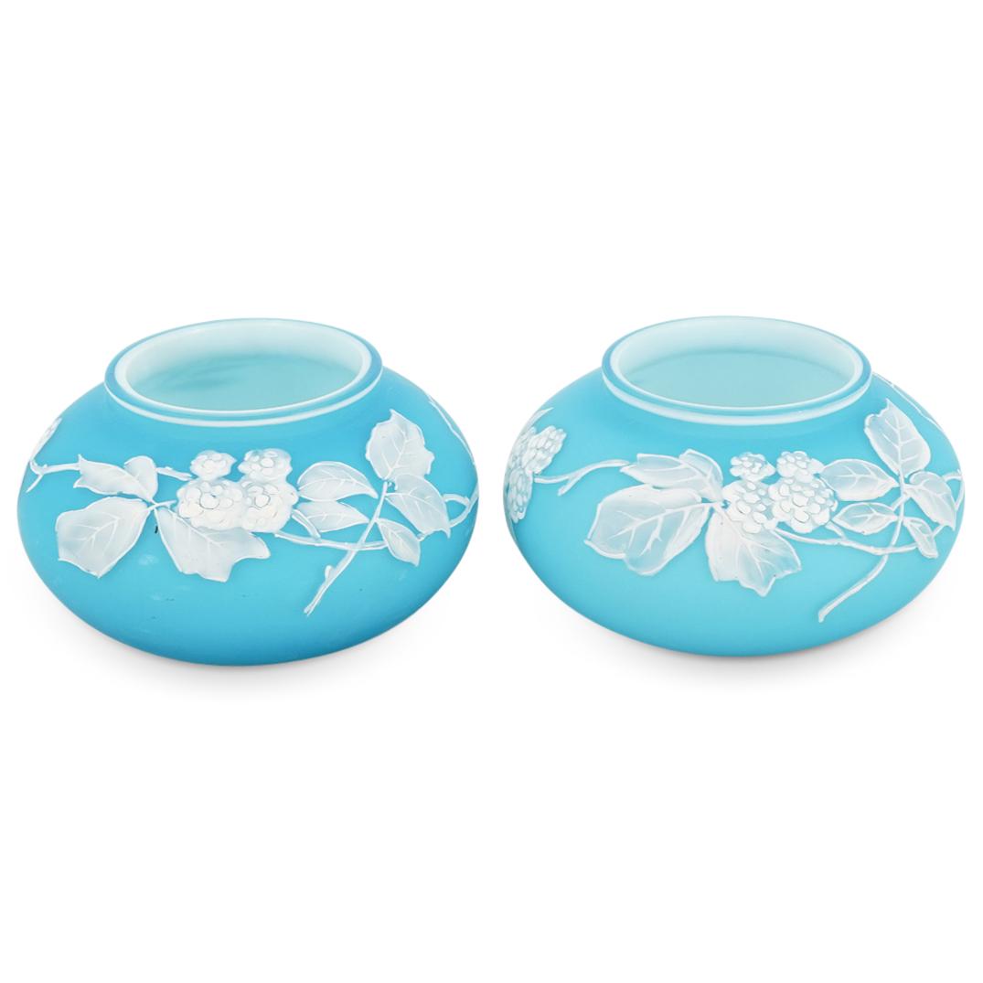 (2Pc) Pair of Thomas Webb & Sons Satin Glass Vases (1 of 3)