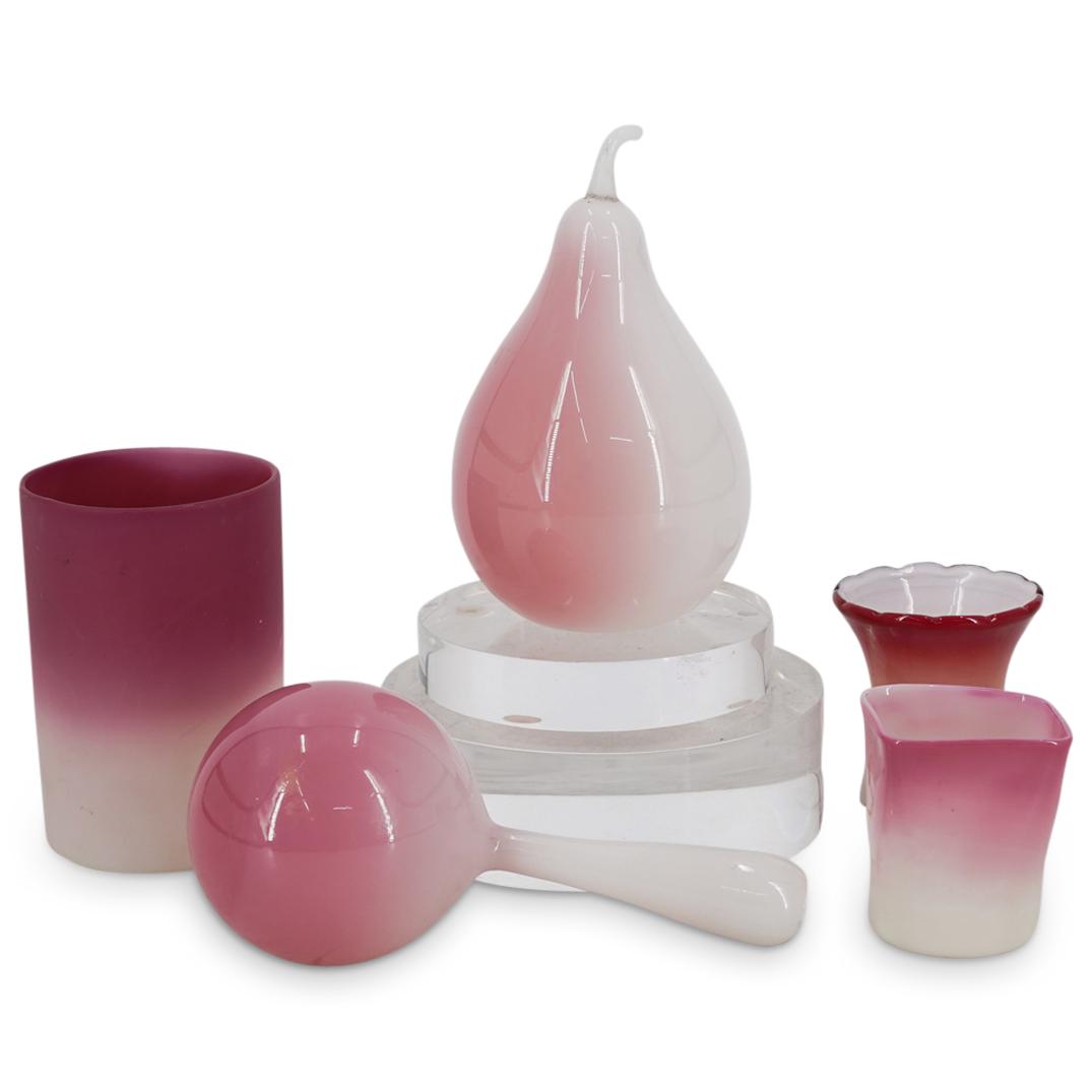 (5Pc) Antique New England Glass Co. Peachblow Household Wares (1 of 6)