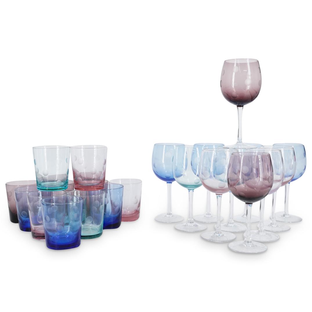(23 Pc) Colored DOF And Water Goblet Drinking Glasses (1 of 7)