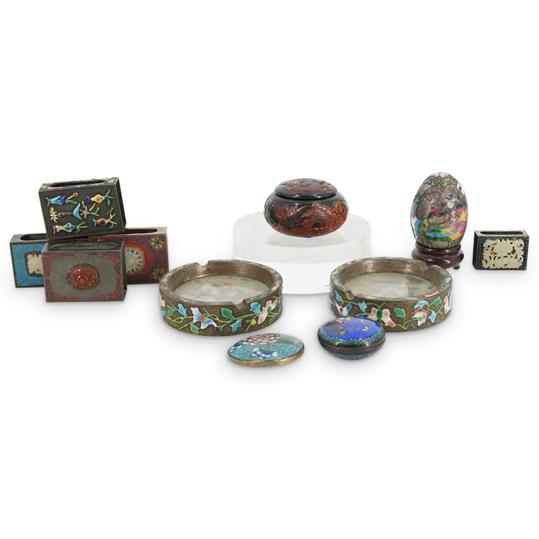 (10 Pc) East Asian Matchbox, Cloisonne, And Cinnabar Lot (1 of 11)