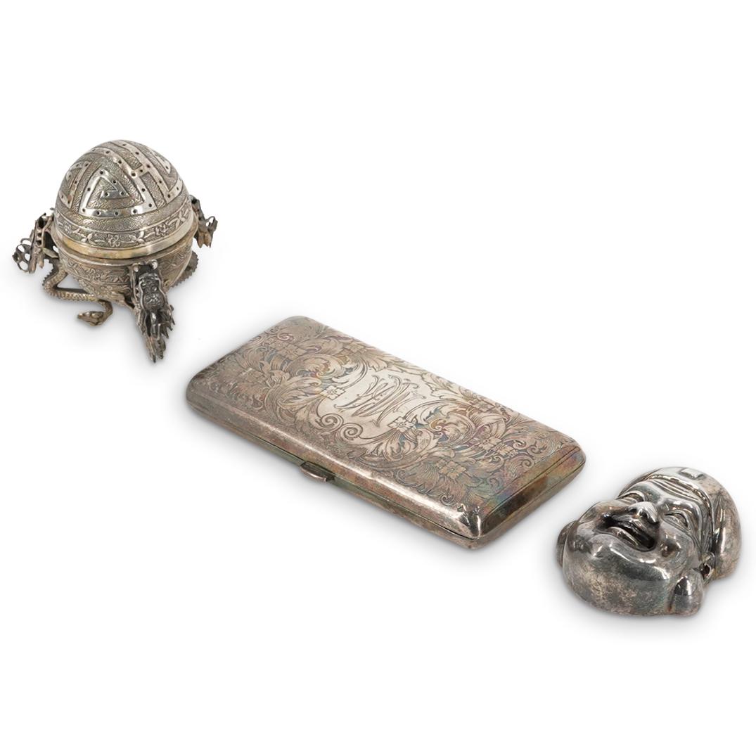 (3 Pc) Silver Vessel And Sculpture Lot (1 of 8)