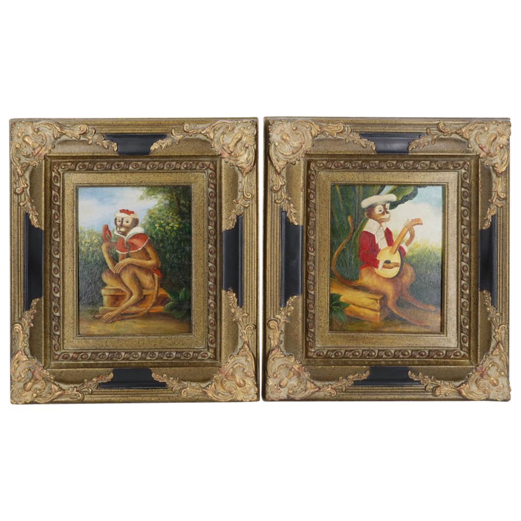 Pair Of Robert Grace Oil On Canvas Paintings Of Monkeys (1 of 7)