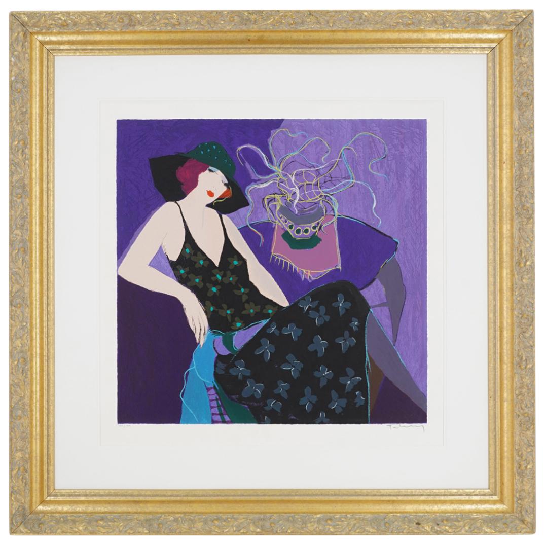 Itzchak Tarkay "Seated Woman, Black Dress" Lithograph 101/300 (1 of 5)