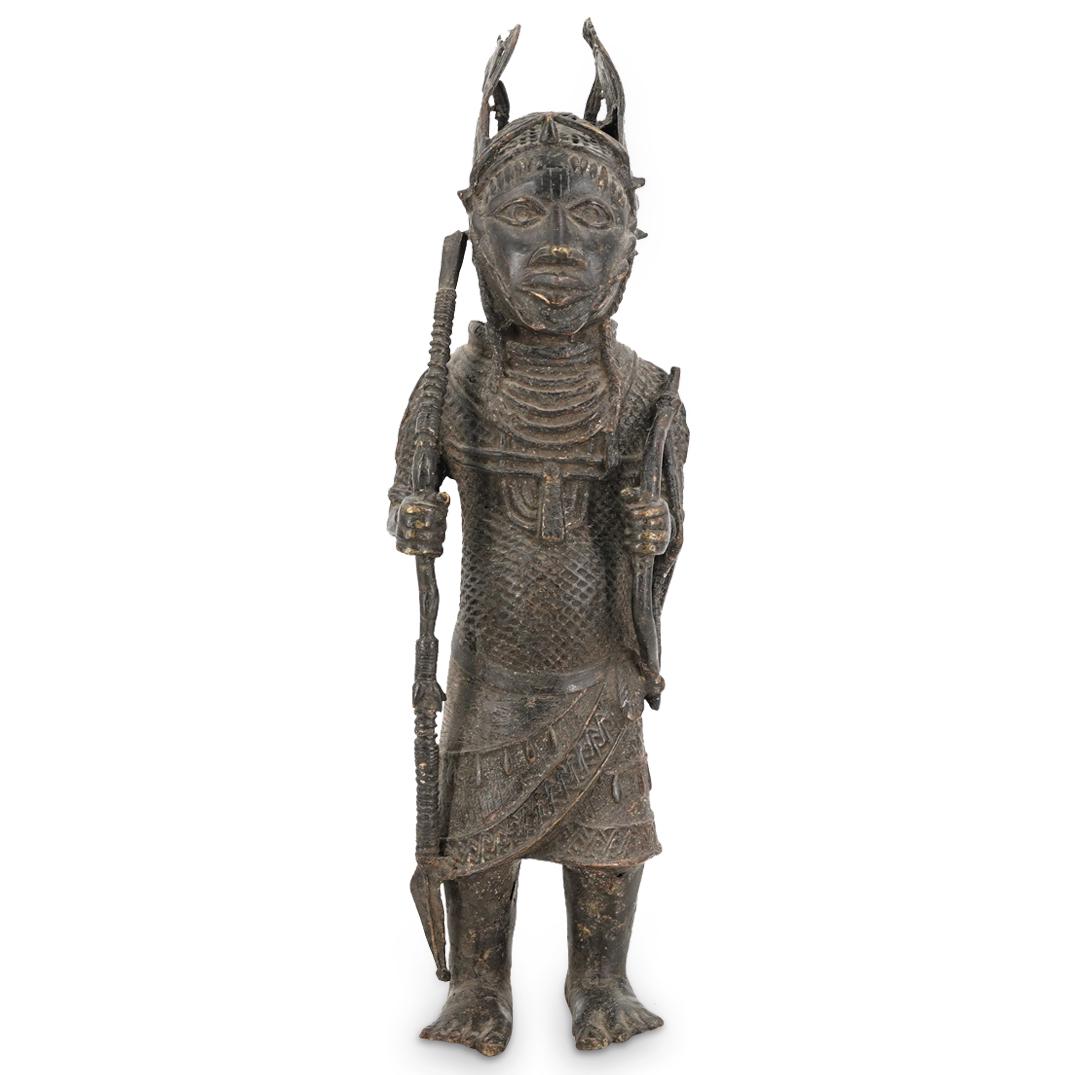African Benin Bronze Warrior Sculpture (1 of 4)