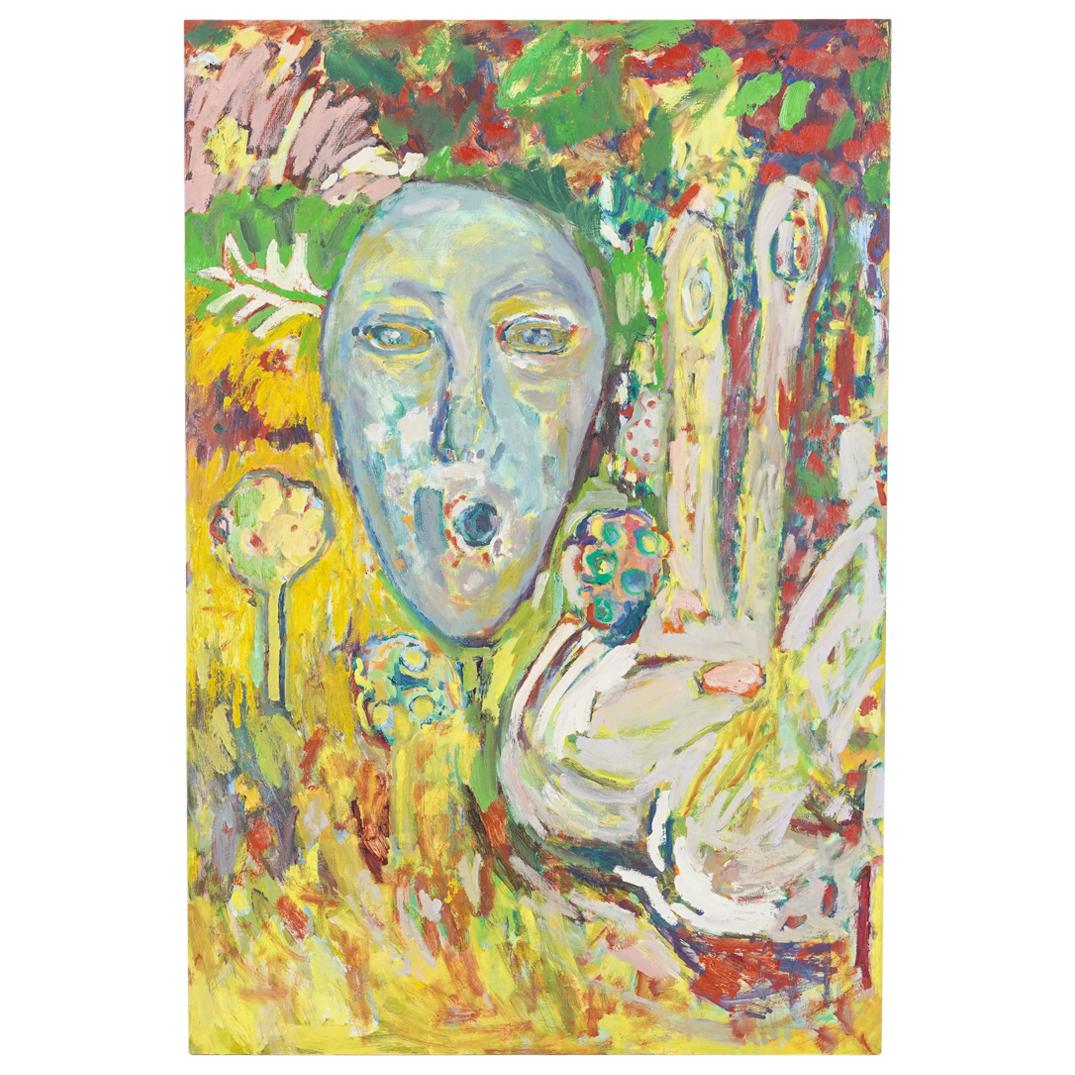 Adrianne Rubenstein (b. 1983) "Peaceful Alien" Portrait Oil on Panel Painting (1 of 7)