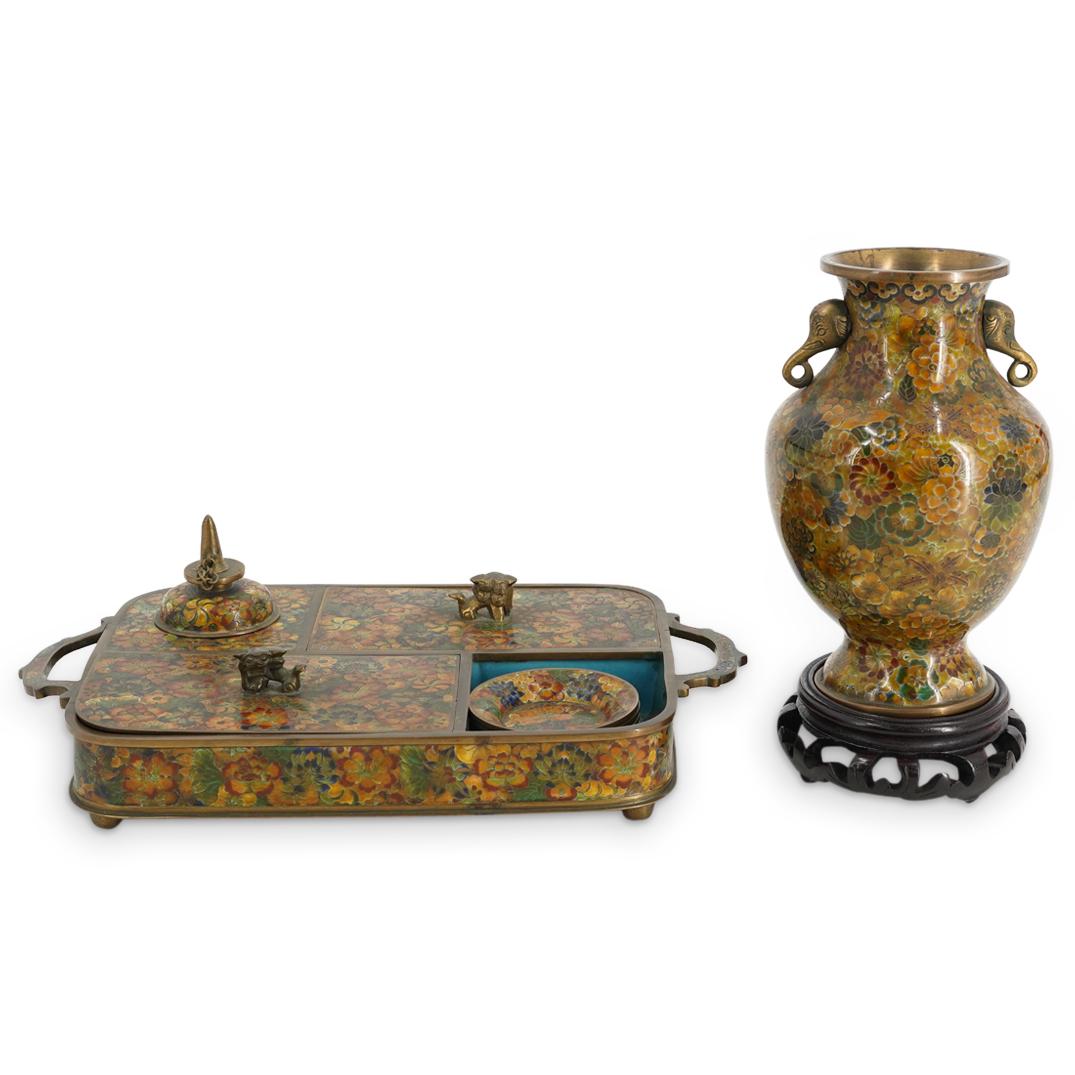 Antique Chinese Cloisonne Smoking Set (1 of 9)