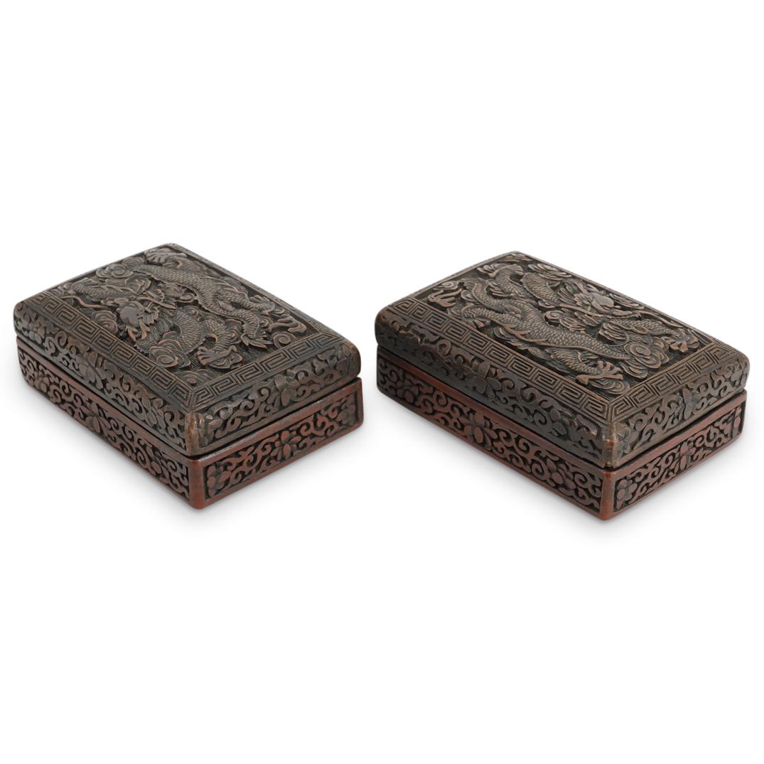 Chinese Lacquered Dragon Boxes (1 of 6)