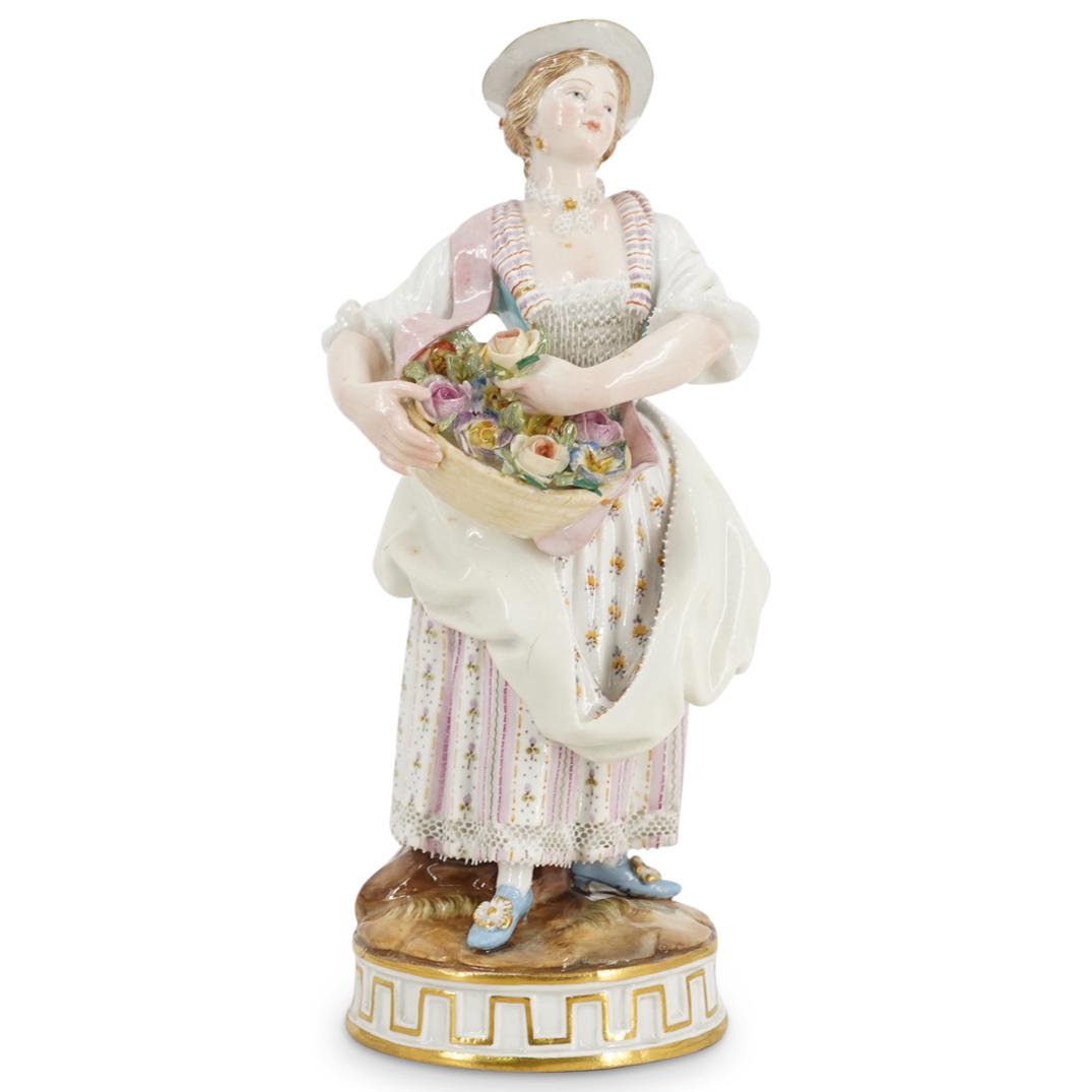 Antique Meissen Porcelain Woman With Flower Basket (1 of 4)