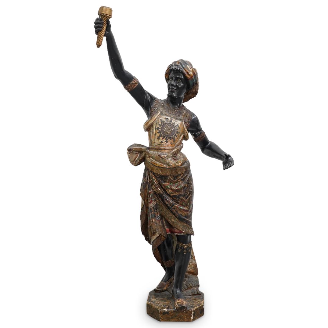 Patinated Gesso Orientalist Blackamoor Torchiere (1 of 7)