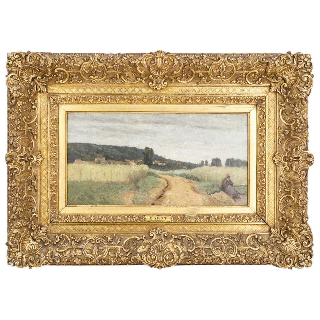 Jean-Baptiste-Camille Corot (French, 1796â€“1875) "La Route" Oil on Canvas Painting (1 of 15)