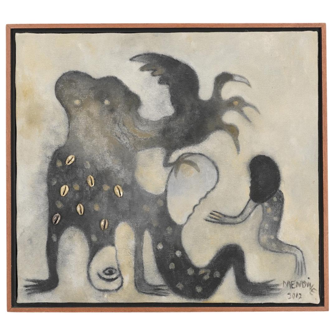 Manuel Mendive (Cuban, b. 1944) "Energia" Figural Mixed Media on Canvas Painting (1 of 9)