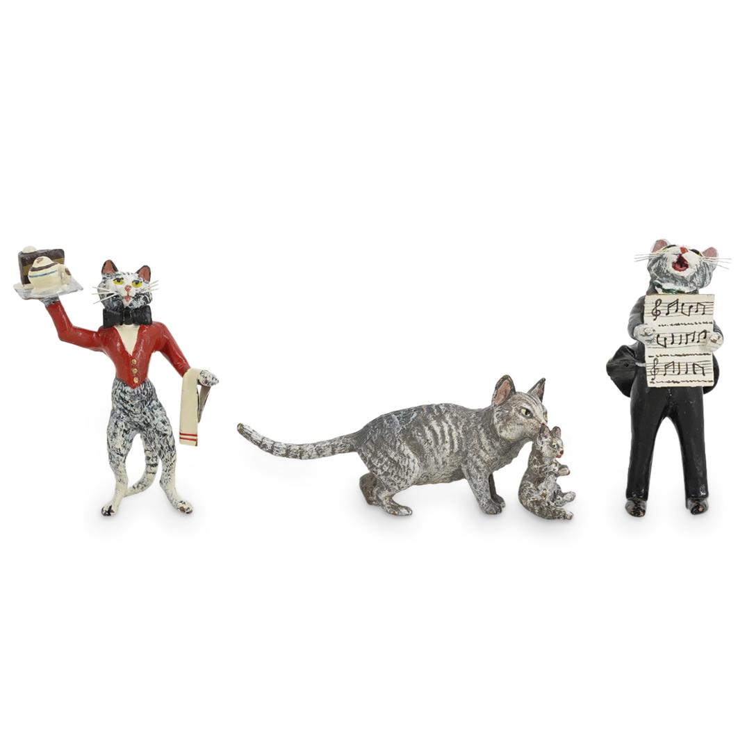 (3 Pc) Antique Viennese Cold Painted Bronze Cats (1 of 5)