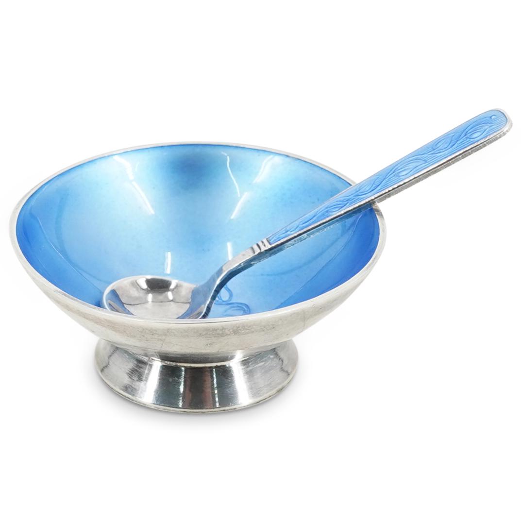 (2Pc) Volmer Bahner & Co Danish Enamel Sterling Salt Cellar (1 of 5)