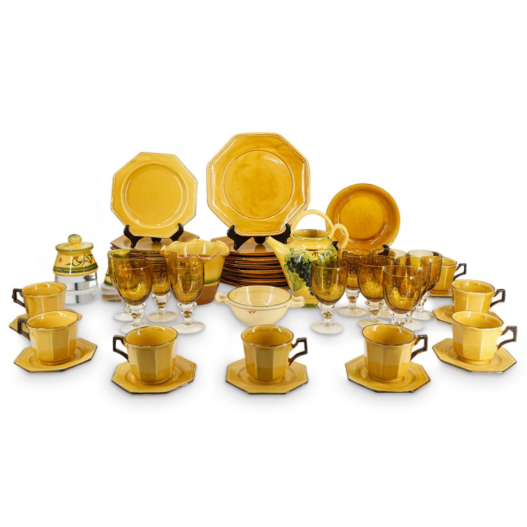 (57 Pc) Glazed Pottery & Glassware Dinnerware Set (1 of 15)