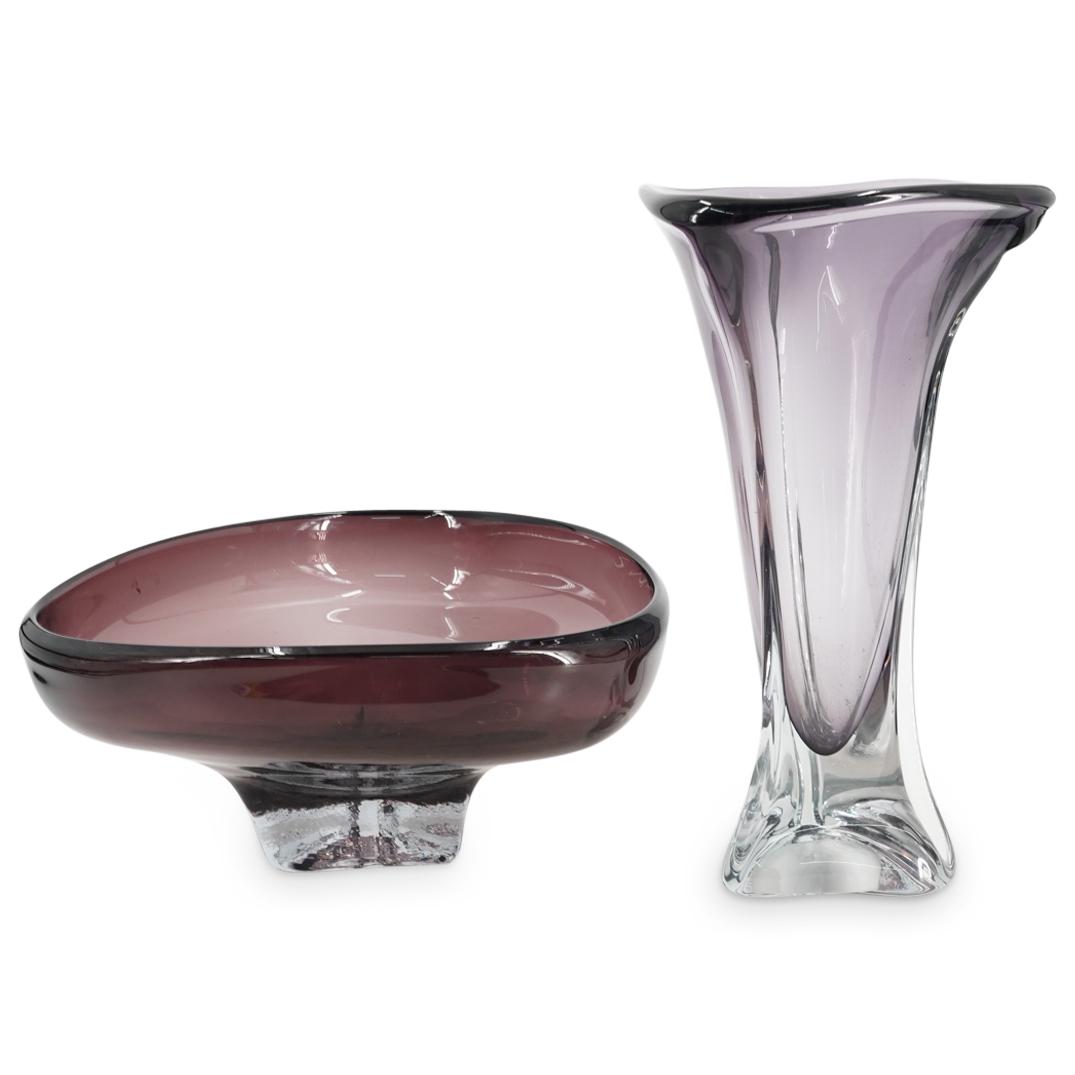 (2Pc) Murano Glass Sommerso Vase & Centerpiece Bowl (1 of 8)