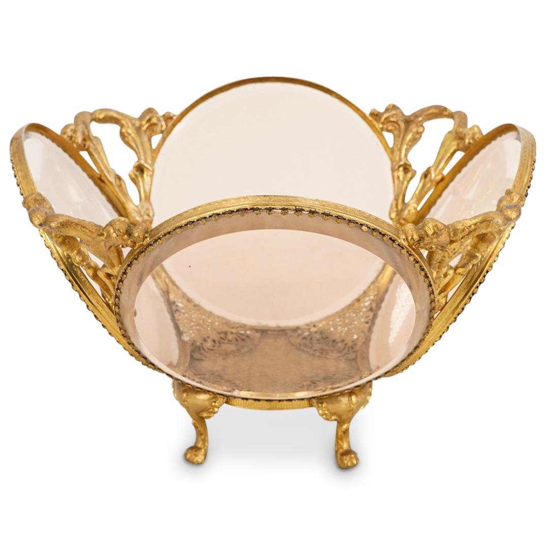 Antique French Ormolu & Beveled Amber Glass Centerpiece (1 of 6)