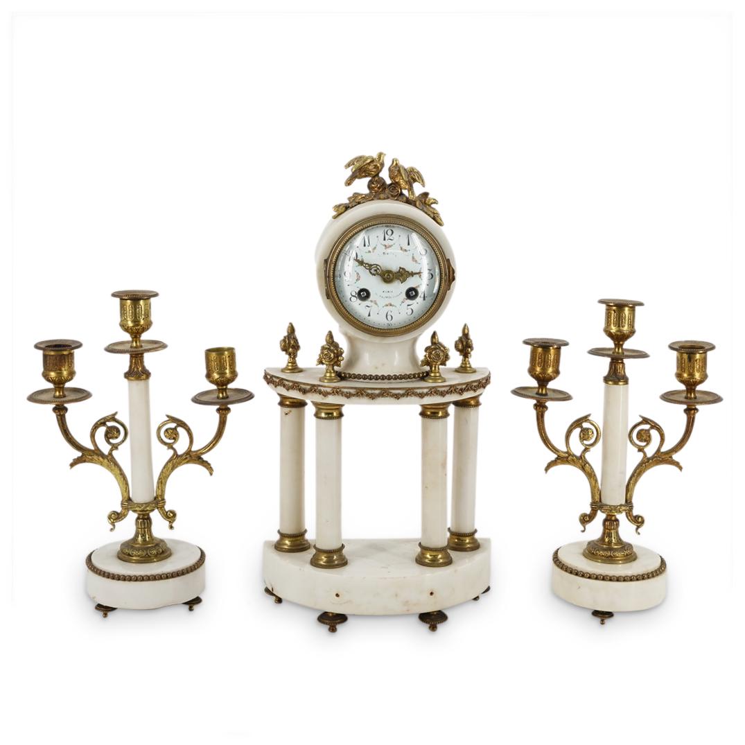 (3 Pc) Antique French La Seine Clock Garniture Set (1 of 9)
