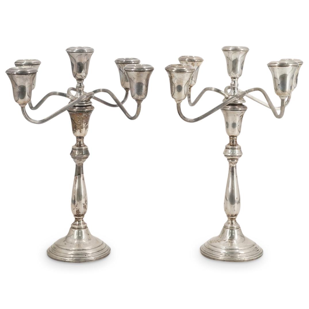 (2 Pc) Antique Reinforced Sterling Silver Table Candelabras (1 of 7)