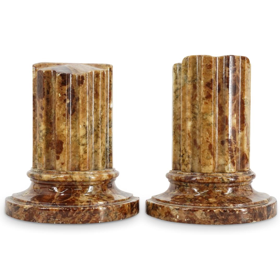 1950s Italian Sculptural Column Marble Bookends (1 of 4)